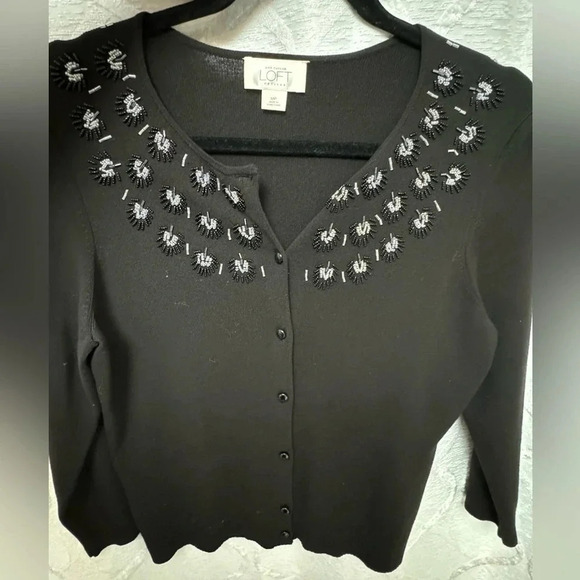 VTG Beaded Grannycore Button up Cardigan Preppy Grandma Whimsical Fairy The Loft - Picture 8 of 9